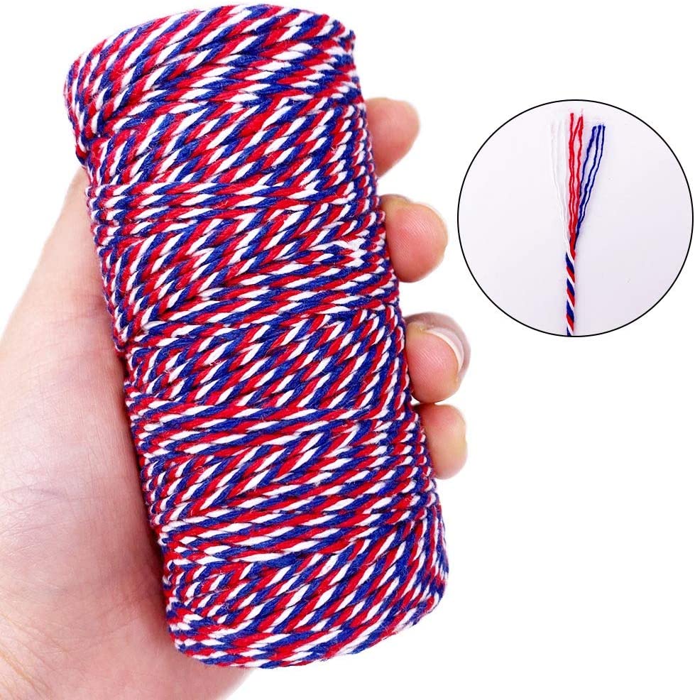 Cotton Red Twine for Crafts - Ohtomber 328 Feet 2MM Natural Garden Twine  String for DIY Crafts Wrapping