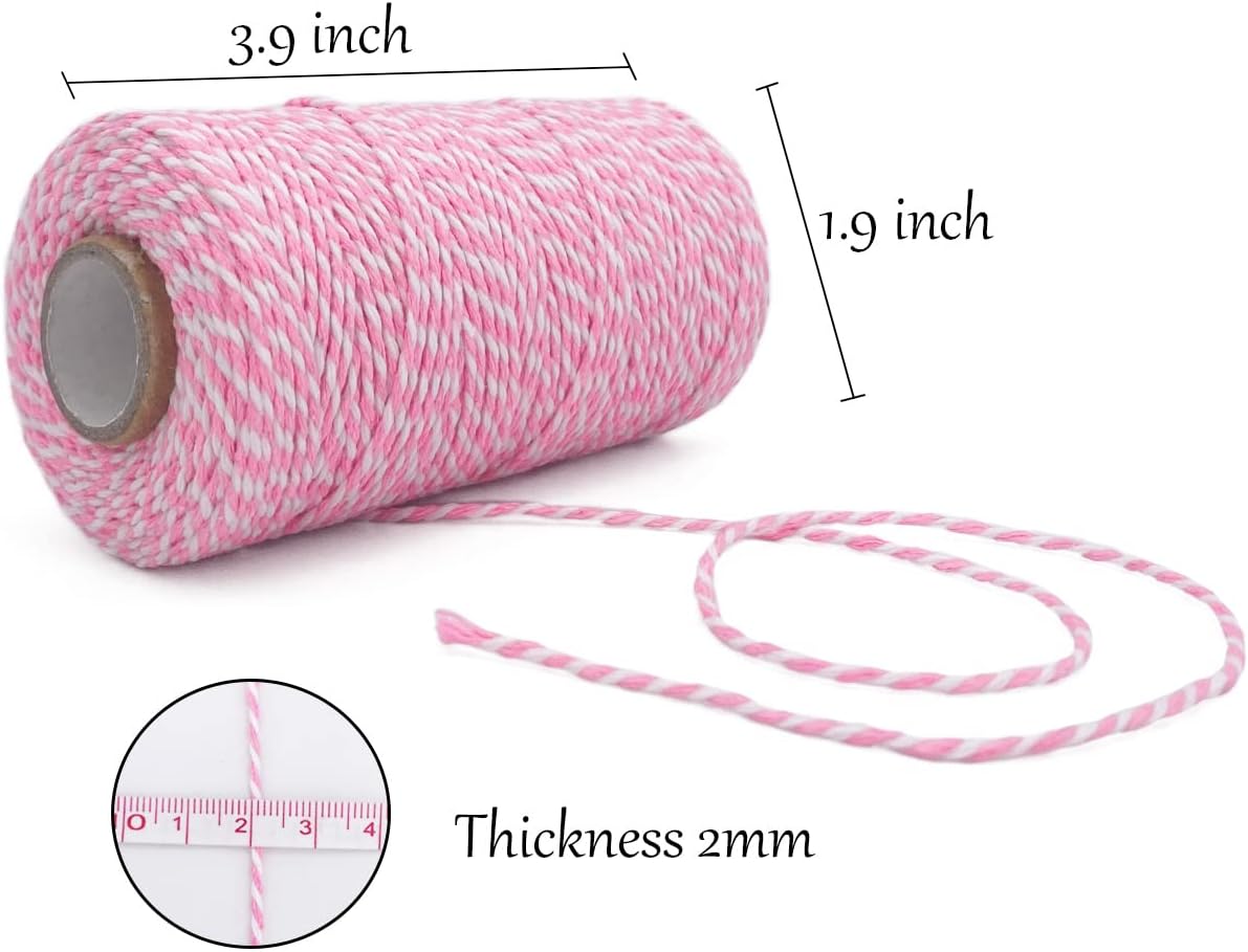 110Yards/328Feet Sparkling Pink String Twine for DIY Crafts