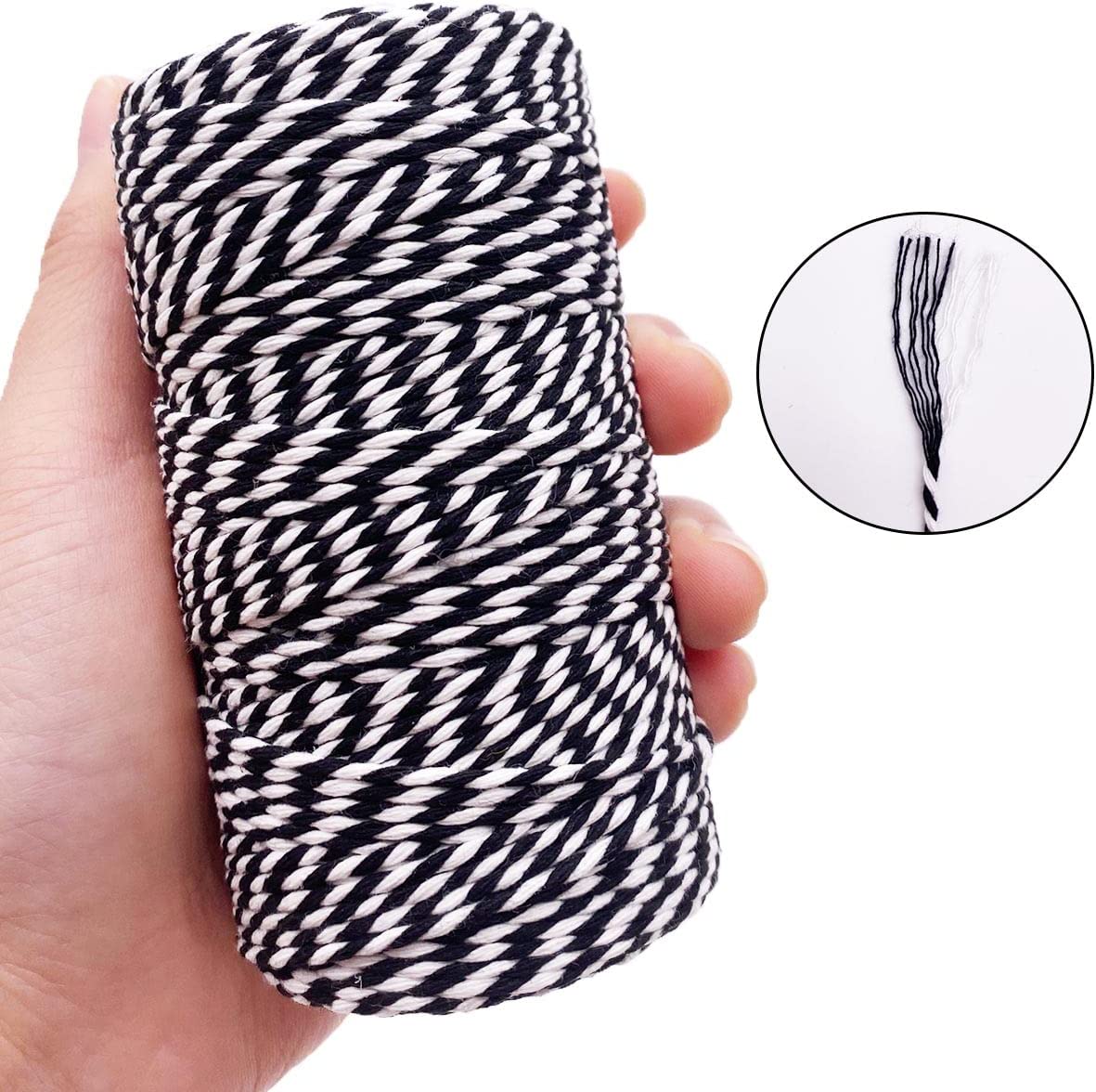  Black White Twine String,328 Feet Cotton Bakers Twine Cotton  Cord DIY Crafts Butchers Twine Strings Wedding Decor Supply Christmas  Wrapping String Rope