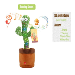 Dancing Cactus 120 Song Speaker Talking Usb Charging Voice Repeat Plush Cactu Dancer Toy Talk Plushie Stuffed Toys For Kids Gift